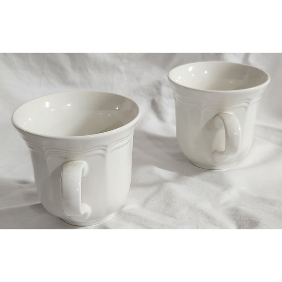 Pair Of Mikasa French Countryside Mugs Cups Stoneware White - Picture 2 of 6